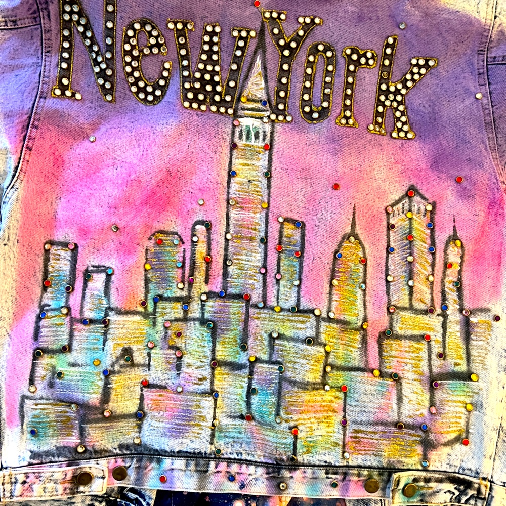 Vintage 1990s NYC Gemstone Jean Jacket
